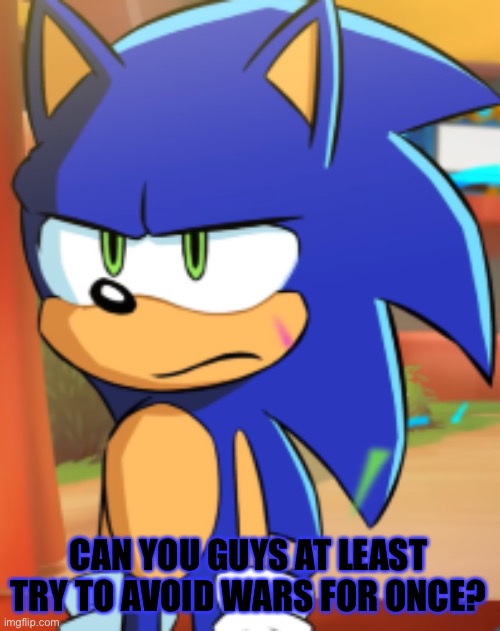 I may not be around a lot anymore, but you guys need to do what I would do. | CAN YOU GUYS AT LEAST TRY TO AVOID WARS FOR ONCE? | image tagged in sonic bruh seriously,sonic the hedgehog,imgflip,imgflip users | made w/ Imgflip meme maker