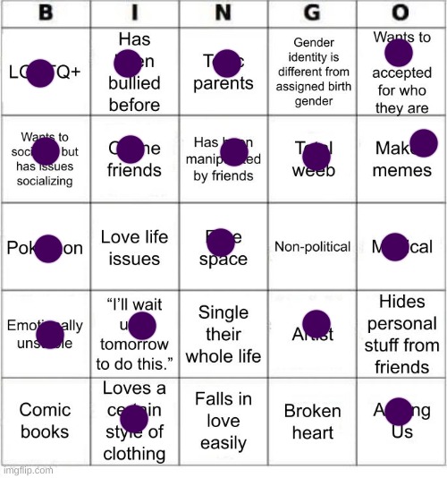 here's mine.......... | image tagged in jer-sama's bingo | made w/ Imgflip meme maker