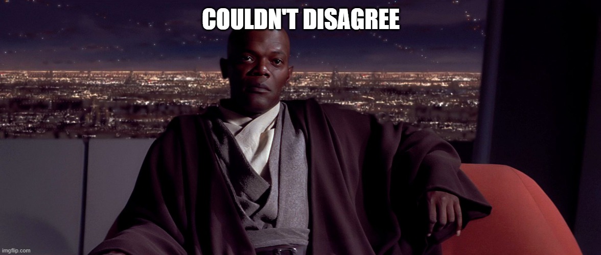 Mace Windu I agree | COULDN'T DISAGREE | image tagged in mace windu i agree | made w/ Imgflip meme maker