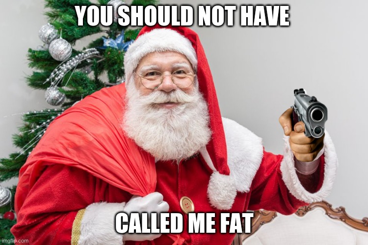 death | YOU SHOULD NOT HAVE; CALLED ME FAT | image tagged in santa | made w/ Imgflip meme maker