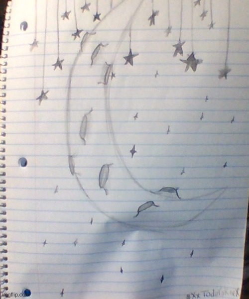 Best drawing i've ever done | image tagged in art,best,moon,stars | made w/ Imgflip meme maker
