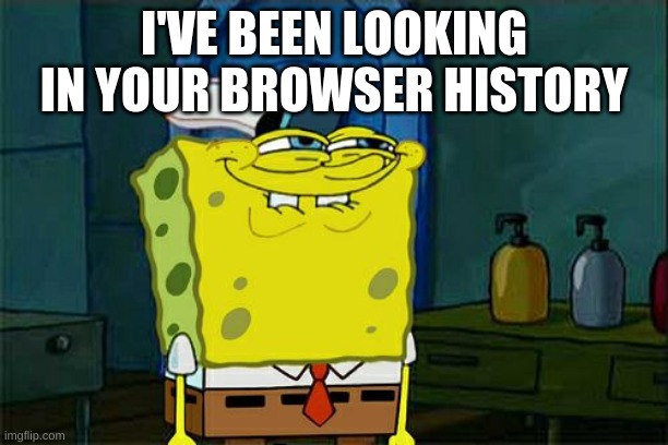 Don't You Squidward Meme | I'VE BEEN LOOKING IN YOUR BROWSER HISTORY | image tagged in memes,don't you squidward | made w/ Imgflip meme maker