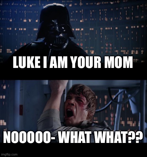 Holy Jesus | LUKE I AM YOUR MOM; NOOOOO- WHAT WHAT?? | image tagged in memes,star wars no | made w/ Imgflip meme maker