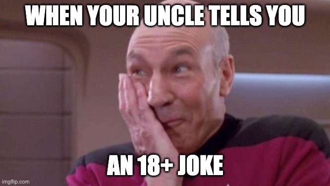wHoOpSiE dOoDle | WHEN YOUR UNCLE TELLS YOU; AN 18+ JOKE | image tagged in picard oops,whoops | made w/ Imgflip meme maker