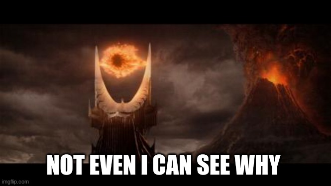 Eye Of Sauron Meme | NOT EVEN I CAN SEE WHY | image tagged in memes,eye of sauron | made w/ Imgflip meme maker