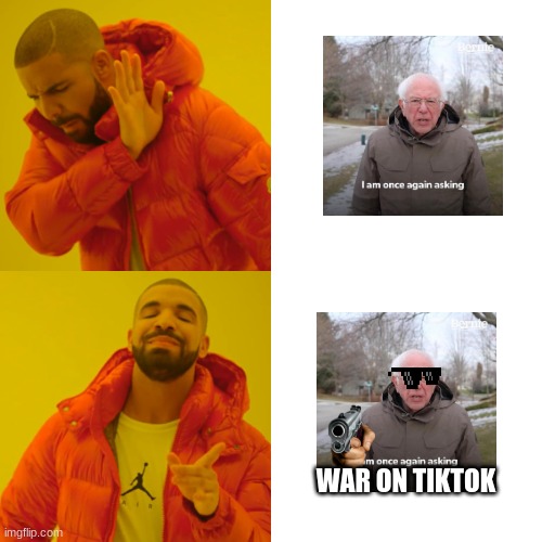 Drake Hotline Bling | WAR ON TIKTOK | image tagged in memes,drake hotline bling | made w/ Imgflip meme maker