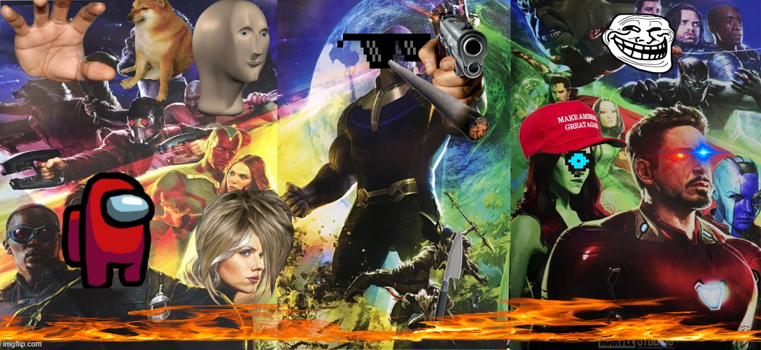 Smarvel dengers meme war | image tagged in marvel avengers infinity war poster | made w/ Imgflip meme maker