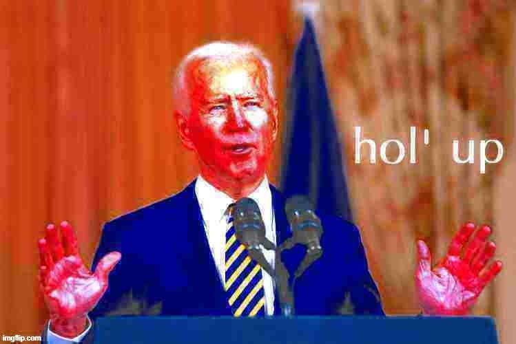 Joe Biden hol' up | image tagged in joe biden hol' up deep-fried 4,hold up,hol up,joe biden,biden,politics lol | made w/ Imgflip meme maker