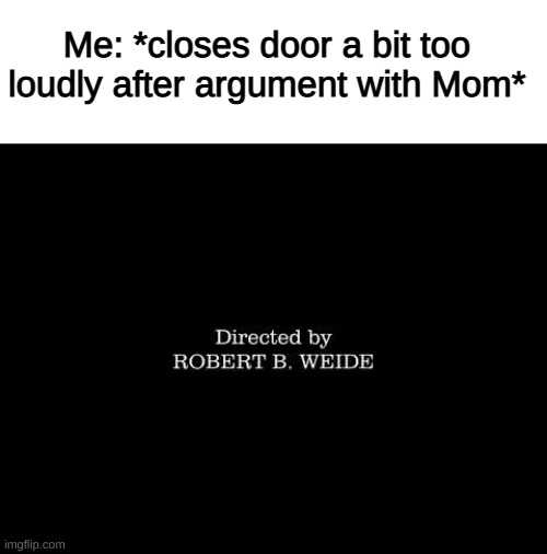 Directed by Robert b weide | Me: *closes door a bit too loudly after argument with Mom* | image tagged in directed by robert b weide | made w/ Imgflip meme maker