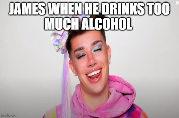 James when he drinks too much alcohol | JAMES WHEN HE DRINKS TOO
MUCH ALCOHOL | image tagged in james charles memes | made w/ Imgflip meme maker