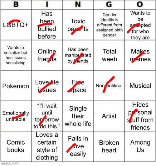 TheSuitedGayWeeb's Bingo | image tagged in jer-sama's bingo | made w/ Imgflip meme maker