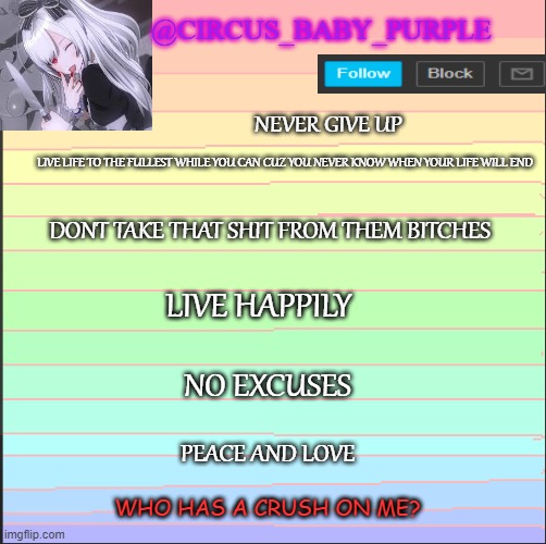 nobody comments | WHO HAS A CRUSH ON ME? | image tagged in new temp | made w/ Imgflip meme maker