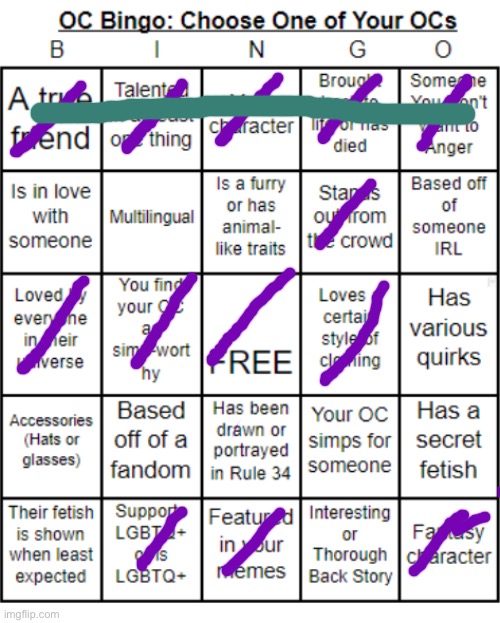 Yes I did | image tagged in jer-sama's oc bingo | made w/ Imgflip meme maker