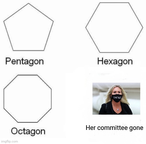 Pentagon Hexagon Octagon Meme | Her committee gone | image tagged in memes,pentagon hexagon octagon | made w/ Imgflip meme maker