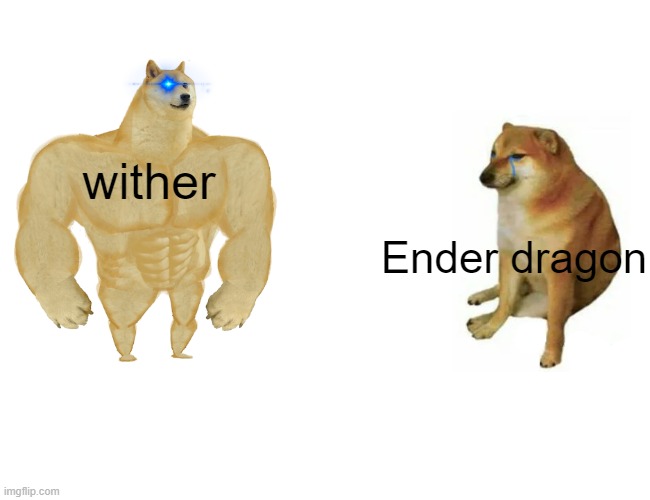 Buff Doge vs. Cheems | wither; Ender dragon | image tagged in memes,buff doge vs cheems | made w/ Imgflip meme maker