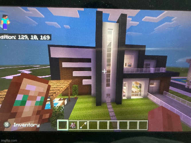 looking through some of my minecraft worlds when i found this modern house i built some time ago. What do you guys think? | image tagged in memes,funny,minecraft | made w/ Imgflip meme maker