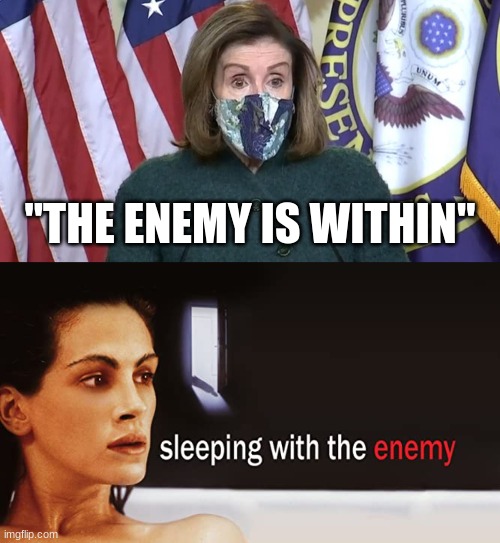 Is that you Julia? | "THE ENEMY IS WITHIN" | image tagged in nancy pelosi | made w/ Imgflip meme maker