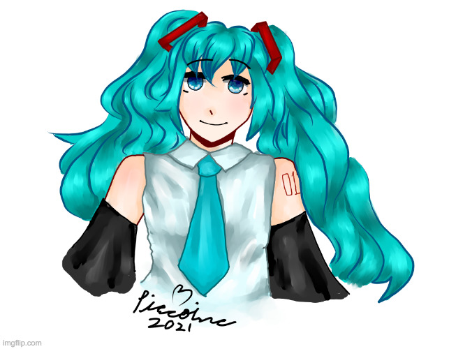 I drew miku, not a big fan of ai voices but I'd thought I'd draw this | image tagged in hi | made w/ Imgflip meme maker