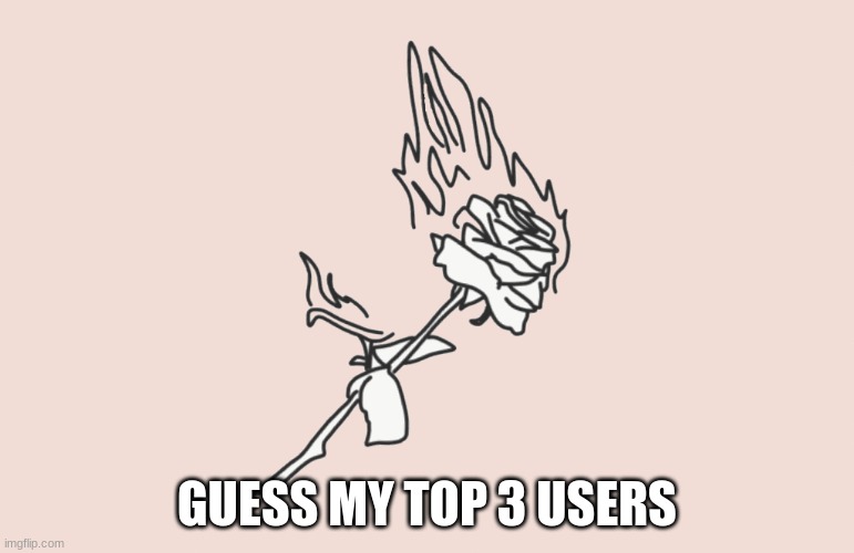 burning rose | GUESS MY TOP 3 USERS | image tagged in burning rose | made w/ Imgflip meme maker