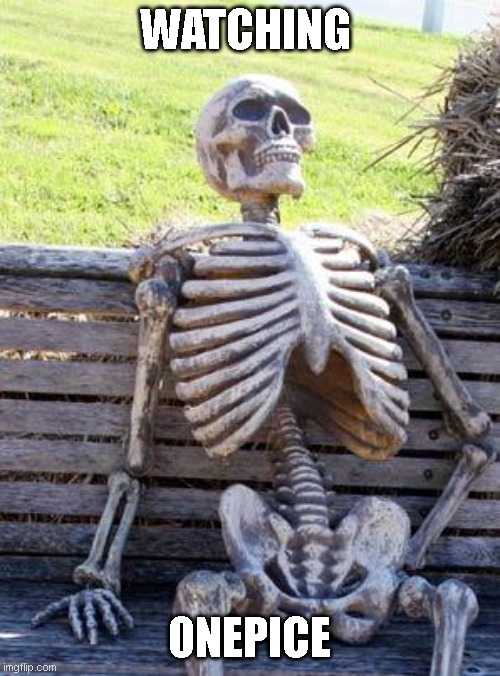 me watching 900+ episodes and manga | WATCHING; ONEPICE | image tagged in memes,waiting skeleton,anime,onepiece,funny | made w/ Imgflip meme maker