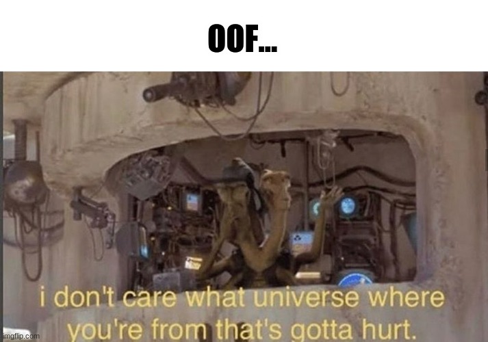 I don't care what universe where you're from that's gotta hurt | OOF... | image tagged in i don't care what universe where you're from that's gotta hurt | made w/ Imgflip meme maker