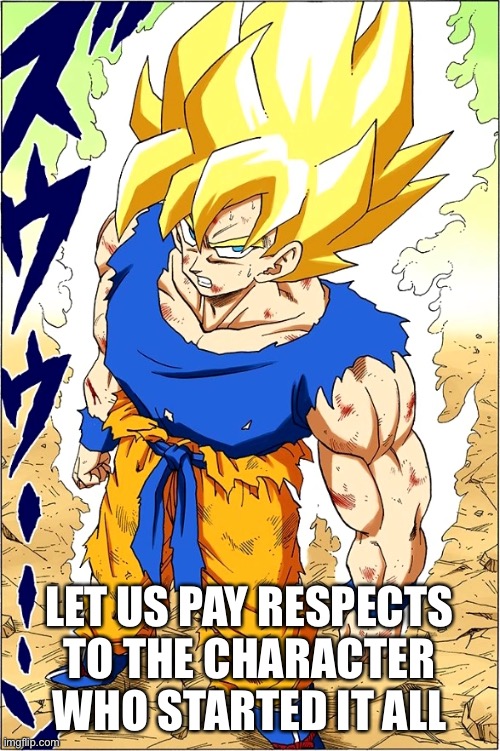 I salute | LET US PAY RESPECTS TO THE CHARACTER WHO STARTED IT ALL | image tagged in dragon ball z,anime,memes,stop reading the tags,anime meme | made w/ Imgflip meme maker