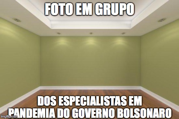 Bolsonaro Pandemic | FOTO EM GRUPO; DOS ESPECIALISTAS EM PANDEMIA DO GOVERNO BOLSONARO | image tagged in empty room | made w/ Imgflip meme maker