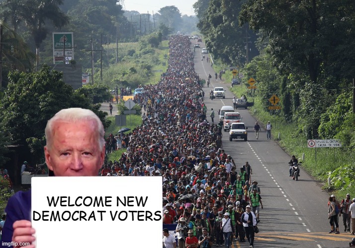 Invasion by executive order | WELCOME NEW DEMOCRAT VOTERS | image tagged in joe biden,illegal immigration,migrants,memes,democrats,open borders | made w/ Imgflip meme maker