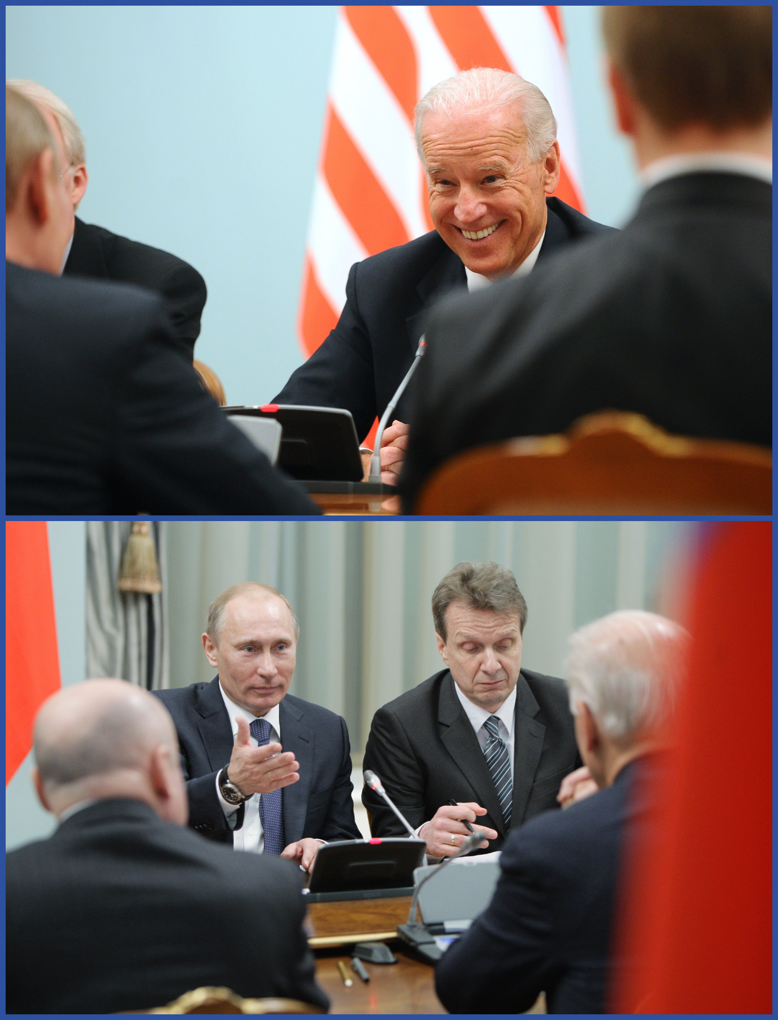 High Quality Putin and Biden meeting in 2011 Blank Meme Template
