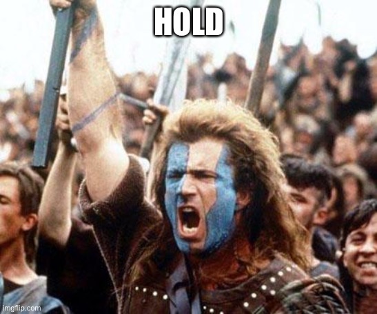 braveheart freedom | HOLD | image tagged in braveheart freedom | made w/ Imgflip meme maker