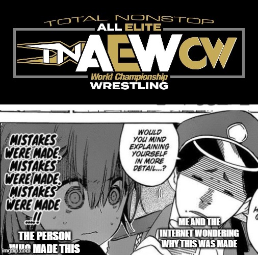 cursed wrestling name |  ME AND THE INTERNET WONDERING WHY THIS WAS MADE; THE PERSON WHO MADE THIS | image tagged in memes,pro wrestling,cursed image | made w/ Imgflip meme maker