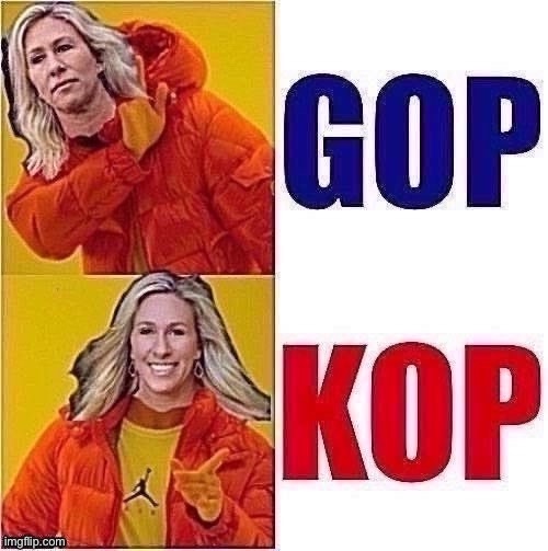 [Kooky Ole Party mode active] | image tagged in gop,trump to gop,qanon,hotline bling,republican party,conspiracy theories | made w/ Imgflip meme maker