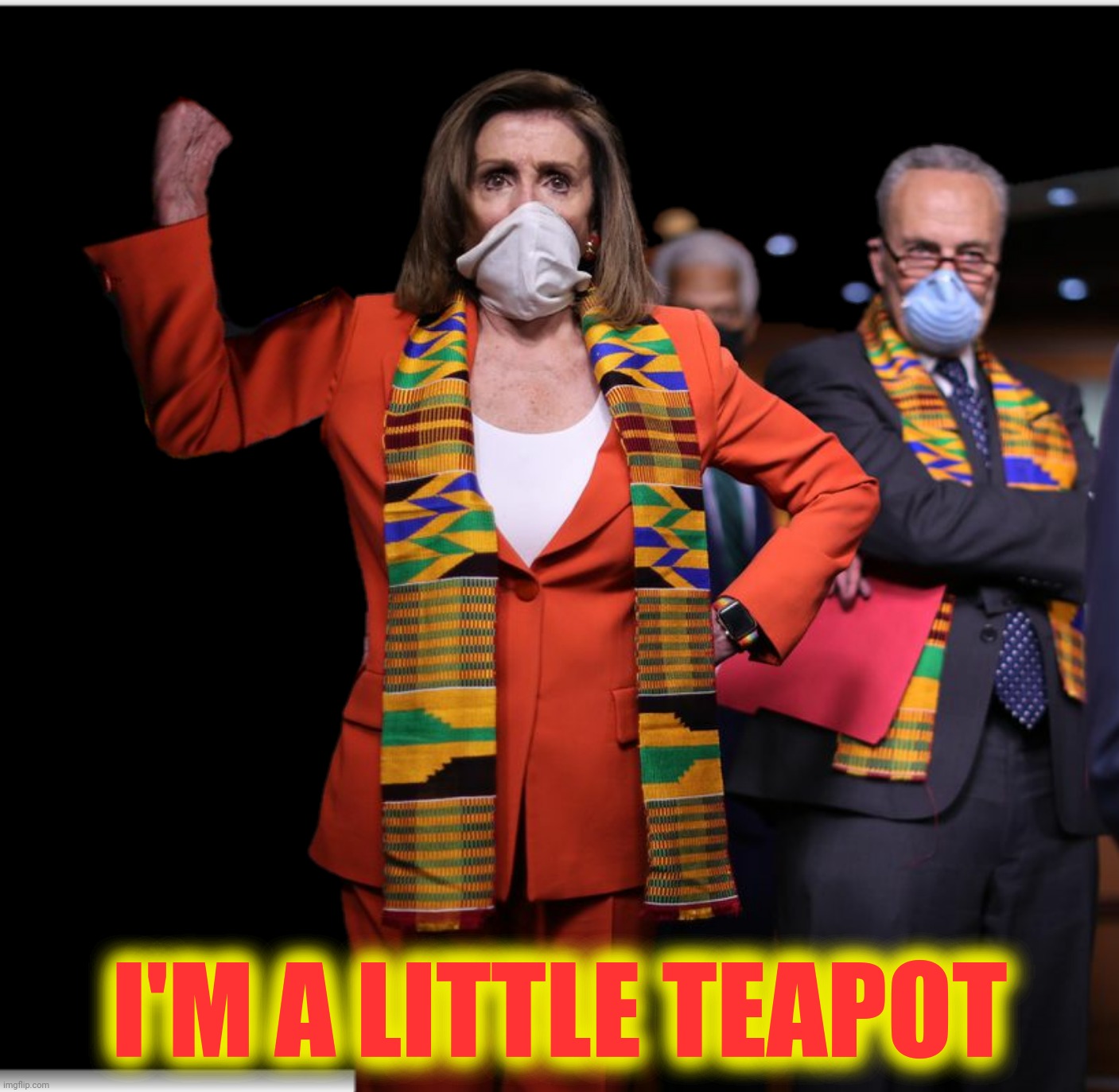 Bad Photoshop Sunday presents:  Short and stout | I'M A LITTLE TEAPOT | image tagged in bad photoshop sunday,nancy pelosi,chuck schumer,i'm a little teapot | made w/ Imgflip meme maker