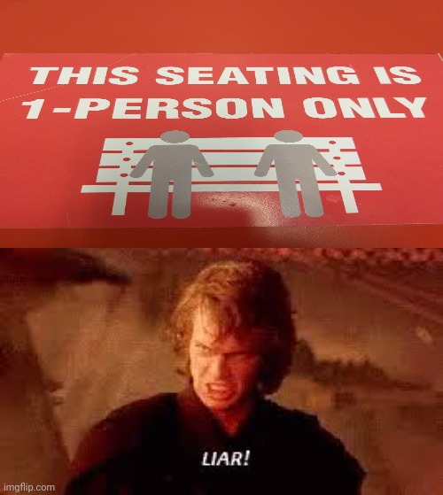 I see two people, not one. | image tagged in anakin liar,you had one job,task failed successfully,funny,memes,bench | made w/ Imgflip meme maker