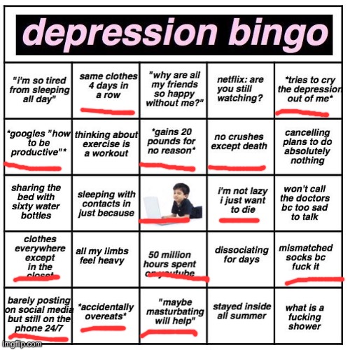 why | image tagged in depression bingo | made w/ Imgflip meme maker