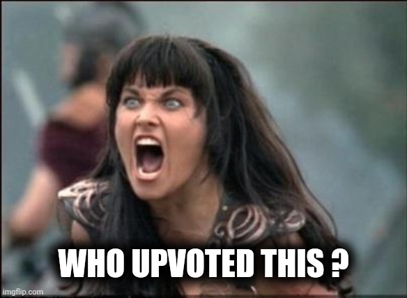 Angry Xena | WHO UPVOTED THIS ? | image tagged in angry xena | made w/ Imgflip meme maker