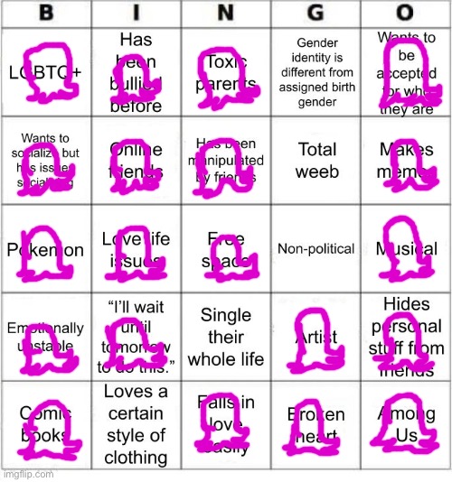 I used octos instead, so y’all know its me. Almost black out, ha ha.... | image tagged in jer-sama's bingo,depression | made w/ Imgflip meme maker