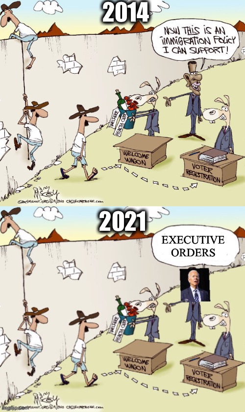 Biden executive orders | 2014; 2021 | image tagged in joe biden,barack obama,illegal immigration,democrats,memes,open borders | made w/ Imgflip meme maker