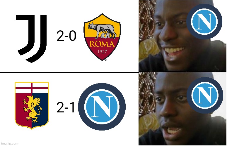Napoli fans right now | 2-0; 2-1 | image tagged in disappointed black guy,serie a,napoli,calcio | made w/ Imgflip meme maker