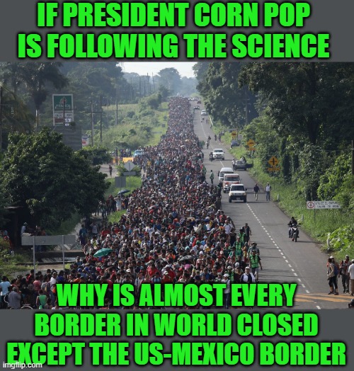 yep | IF PRESIDENT CORN POP IS FOLLOWING THE SCIENCE; WHY IS ALMOST EVERY BORDER IN WORLD CLOSED EXCEPT THE US-MEXICO BORDER | image tagged in open borders,democrats,joe biden | made w/ Imgflip meme maker