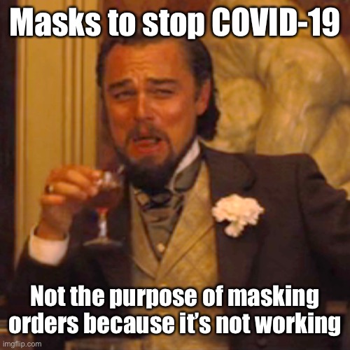 Laughing Leo Meme | Masks to stop COVID-19 Not the purpose of masking orders because it’s not working | image tagged in memes,laughing leo | made w/ Imgflip meme maker