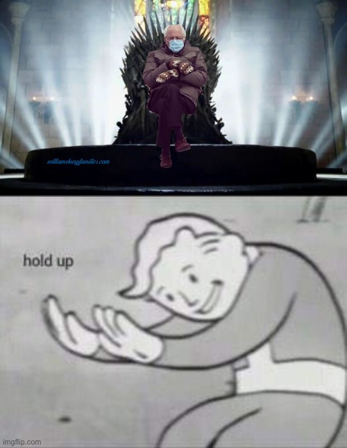 Winter is coming... | image tagged in iron throne,fallout hold up,bernie mittens,memes | made w/ Imgflip meme maker