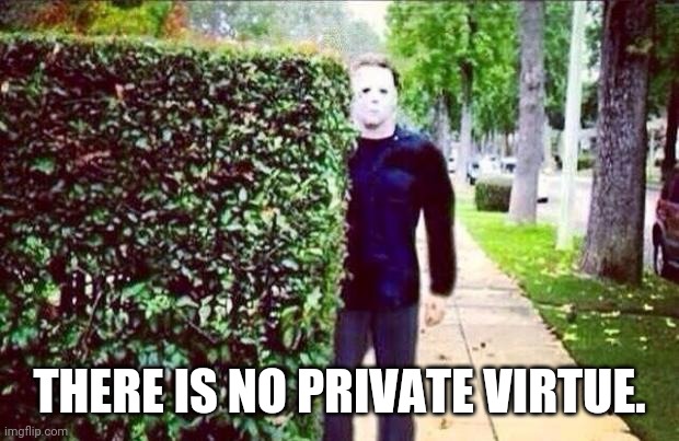 Stalker Steve  | THERE IS NO PRIVATE VIRTUE. | image tagged in stalker steve | made w/ Imgflip meme maker