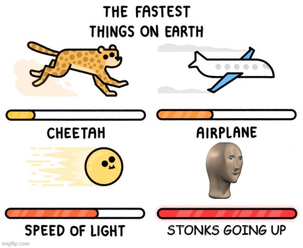 fastest thing possible | STONKS GOING UP | image tagged in fastest thing possible,stonks,meme man,memes,funny | made w/ Imgflip meme maker