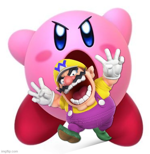 Wario gets inhaled by kirby and doesn't survive.mp3 | image tagged in kirby,memes,wario dies | made w/ Imgflip meme maker