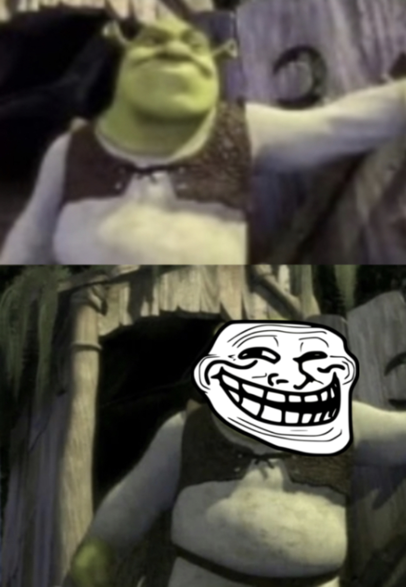 Trolled Shrek Face Swap Blank Meme Template
