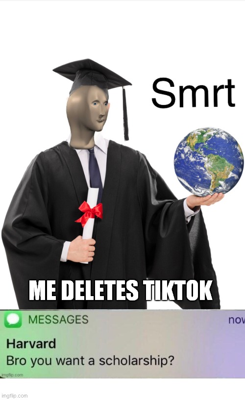 ME DELETES TIKTOK | image tagged in meme man smart | made w/ Imgflip meme maker