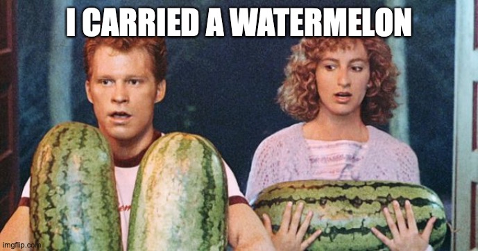 Dirty dancing | I CARRIED A WATERMELON | image tagged in dirty dancing | made w/ Imgflip meme maker