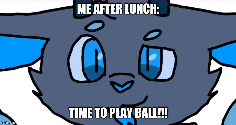 HEHE | ME AFTER LUNCH:; TIME TO PLAY BALL!!! | image tagged in lol,uwu | made w/ Imgflip meme maker