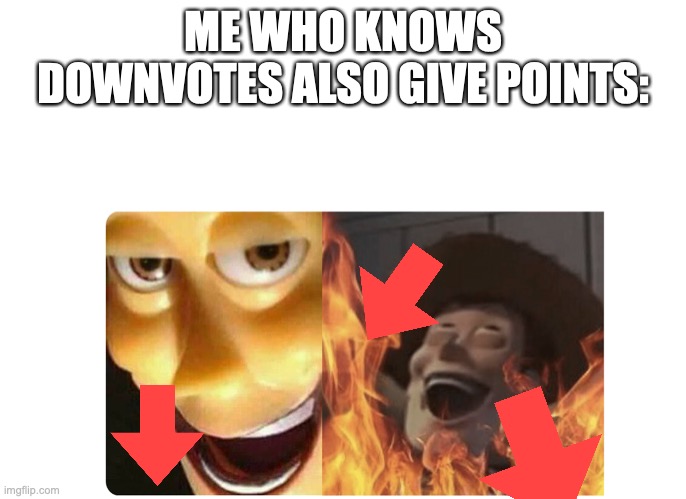 Satanic Woody | ME WHO KNOWS DOWNVOTES ALSO GIVE POINTS: | image tagged in satanic woody | made w/ Imgflip meme maker